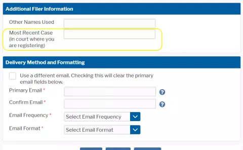 Pacer Registration Non-Attorney Additional Filer Screenshot